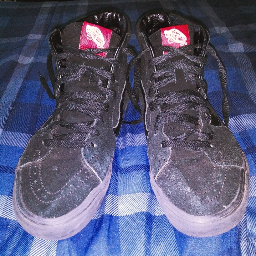 Vans Off The Wall Black/Black High Top Skate Shoes